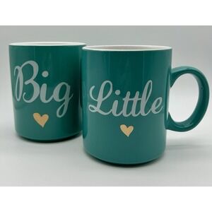 Big Little Matching Teal Mug Set – Gold Heart Design – Love Your Mug Collection